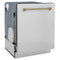ZLINE Autograph Edition 24 In. Tall Dishwasher, Touch Control, in Stainless Steel with Champagne Bronze Handle, DWMTZ-304-24-CB