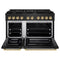 ZLINE Autograph 48" 6.7 cu. ft. Paramount Double Oven Dual Fuel Range with 8 Burners in Black Stainless Steel and Polished Gold Accents, SDRBZ-48-G