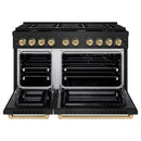 ZLINE Autograph 48" 6.7 cu. ft. Paramount Double Oven Gas Range in Black Stainless Steel and Bronze Accents, SGRBZ-48-CB