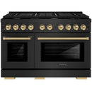 ZLINE Autograph 48" 6.7 cu. ft. Paramount Double Oven Gas Range in Black Stainless Steel and Bronze Accents, SGRBZ-48-CB