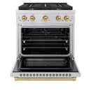 ZLINE Autograph 30" 4.2 cu. ft. Paramount Dual Fuel Range with 4 Burners in Stainless Steel with Champagne Bronze Accents, SDRZ-30-CB