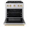 ZLINE Autograph 30" 4.2 cu. ft. Paramount Dual Fuel Range with 4 Burners in Stainless Steel with Champagne Bronze Accents, SDRZ-30-CB