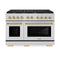 ZLINE Autograph 48" 6.7 cu. ft. Paramount Double Oven Gas Range in Stainless Steel and Gold Accents, SGRZ-48-G