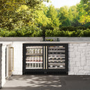 ZLINE Autograph 24" Touchstone 151 Can Beverage Fridge with Black Matte Glass Door and Champagne Bronze Handle, RBSOZ-BLM-24-CB