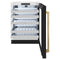 ZLINE Autograph 24" Touchstone Dual Zone 44 Bottle Wine Cooler with Black Matte Glass Door and Polished Gold Handle, RWDOZ-BLM-24-G
