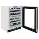 ZLINE Autograph 24" Touchstone Dual Zone 44 Bottle Wine Cooler with Black Stainless Steel Glass Door and Champagne Bronze Handle, RWDOZ-BS-24-CB