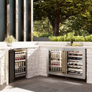 ZLINE Autograph 24" Touchstone Dual Zone 44 Bottle Wine Cooler with DuraSnow® Stainless Steel Glass Door and Polished Gold Handle, RWDOZ-SN-24-G