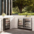ZLINE Autograph 24" Touchstone Dual Zone 44 Bottle Wine Cooler with DuraSnow® Stainless Steel Glass Door and Matte Black Handle, RWDOZ-SN-24-MB