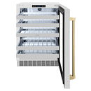 ZLINE Autograph 24" Touchstone Dual Zone 44 Bottle Wine Cooler with DuraSnow® Stainless Steel Glass Door and Champagne Bronze Handle, RWDOZ-SN-24-CB