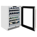 ZLINE Autograph 24" Touchstone Dual Zone 44 Bottle Wine Cooler with DuraSnow® Stainless Steel Glass Door and Champagne Bronze Handle, RWDOZ-SN-24-CB