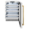 ZLINE Autograph 24" Touchstone Dual Zone 44 Bottle Wine Cooler with DuraSnow® Stainless Steel Glass Door and Polished Gold Handle, RWDOZ-SN-24-G