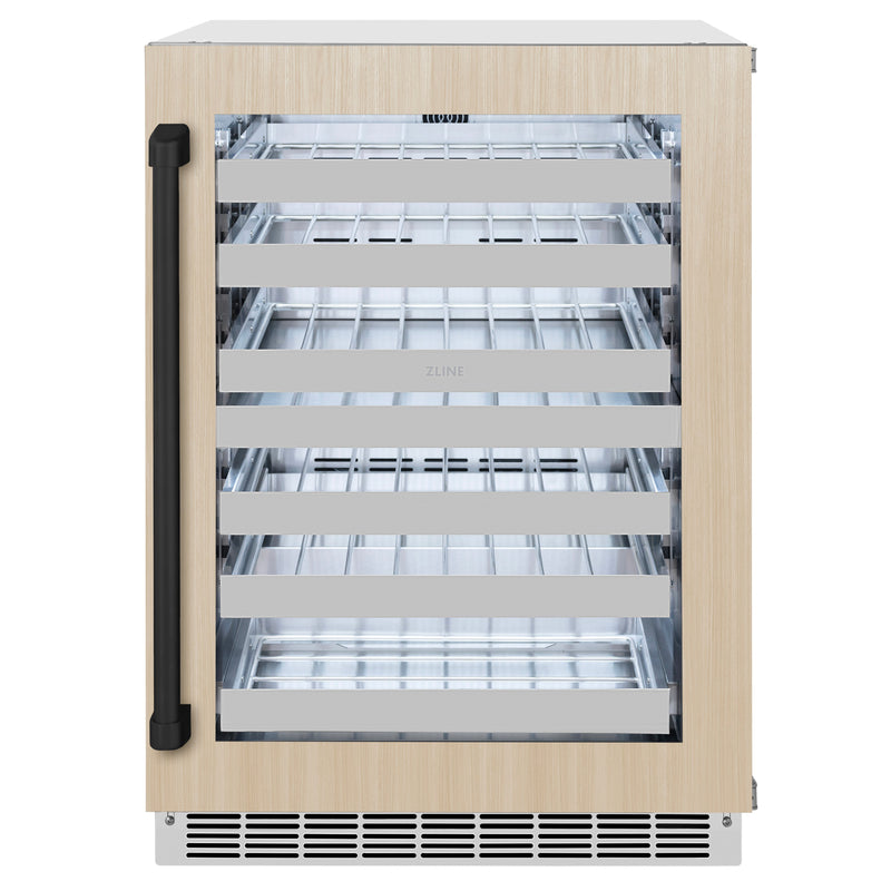 ZLINE Autograph 24" Touchstone Dual Zone 44 Bottle Wine Cooler with Panel Ready Glass Door and Matte Black Handle,  RWDPOZ-24-MB
