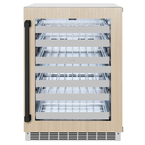 ZLINE Autograph 24" Touchstone Dual Zone 44 Bottle Wine Cooler with Panel Ready Glass Door and Matte Black Handle,  RWDPOZ-24-MB