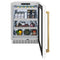 ZLINE Autograph 24" Touchstone 151 Can Beverage Fridge with White Matte Glass Door and Polished Gold Handle, RBSOZ-WM-24-G