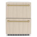 ZLINE Autograph 24" Touchstone 168 Can Outdoor-Rated Refrigerator Drawer with Panel Ready Doors and 2 Champagne Bronze Handles, RDSPOZ-24-CB