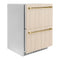 ZLINE Autograph 24" Touchstone 168 Can Outdoor-Rated Refrigerator Drawer with Panel Ready Doors and 2 Polished Gold Handles, RDSPOZ-24-G
