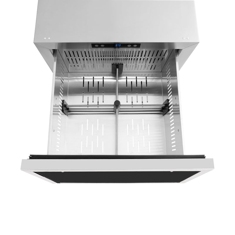 ZLINE Autograph 24" Touchstone 168 Can Outdoor-Rated Refrigerator Drawer with Panel Ready Doors and 2 Matte Black Handles, RDSPOZ-24-MB