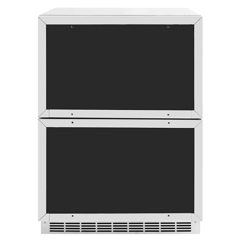 ZLINE Autograph 24" Touchstone 168 Can Outdoor-Rated Refrigerator Drawer with Panel Ready Doors and 2 Matte Black Handles, RDSPOZ-24-MB