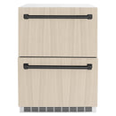 ZLINE Autograph 24" Touchstone 168 Can Outdoor-Rated Refrigerator Drawer with Panel Ready Doors and 2 Matte Black Handles, RDSPOZ-24-MB
