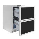 ZLINE Autograph 24" Touchstone 168 Can Outdoor-Rated Refrigerator Drawer with Panel Ready Doors and 2 Matte Black Handles, RDSPOZ-24-MB