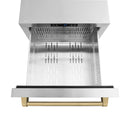 ZLINE Autograph 24" Touchstone 168 Can Outdoor-Rated Refrigerator Drawer with Stainless Steel Doors and Champagne Bronze Handles, RDSOZ-ST-24-CB