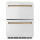 ZLINE Autograph 24" Touchstone 168 Can Outdoor-Rated Refrigerator Drawer with Stainless Steel Doors and Champagne Bronze Handles, RDSOZ-ST-24-CB