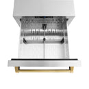 ZLINE Autograph 24" Touchstone 168 Can Outdoor-Rated Refrigerator Drawer with Stainless Steel Doors and Polished Gold Handles, RDSOZ-ST-24-G