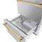ZLINE Autograph 24" Touchstone 168 Can Outdoor-Rated Refrigerator Drawer with Stainless Steel Doors and Polished Gold Handles, RDSOZ-ST-24-G