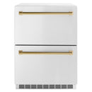 ZLINE Autograph 24" Touchstone 168 Can Outdoor-Rated Refrigerator Drawer with Stainless Steel Doors and Polished Gold Handles, RDSOZ-ST-24-G