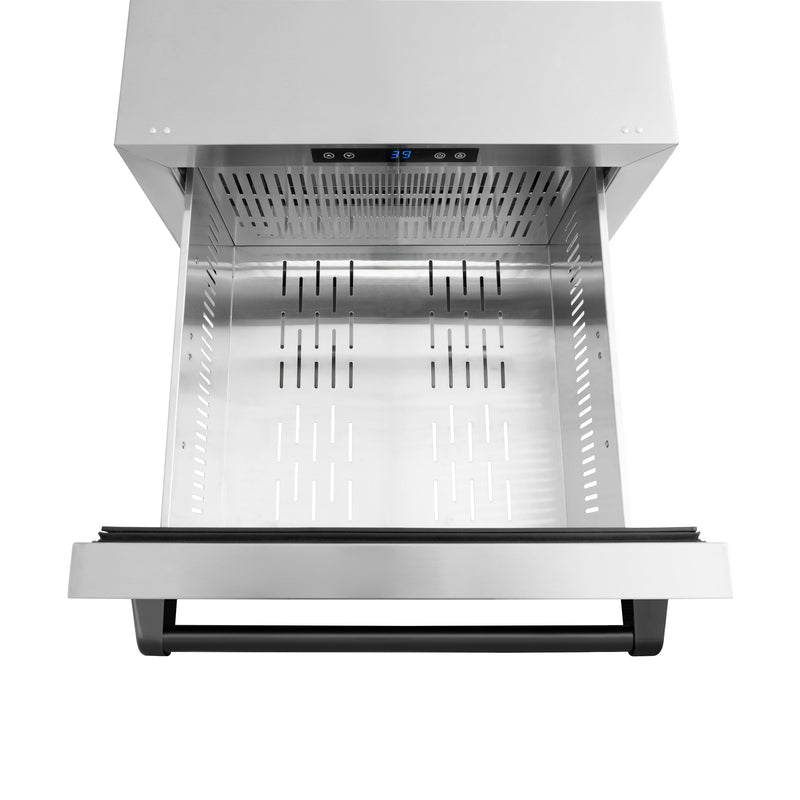 ZLINE Autograph 24" Touchstone 168 Can Outdoor-Rated Refrigerator Drawer with Stainless Steel Doors and Matte Black Handles, RDSOZ-ST-24-MB