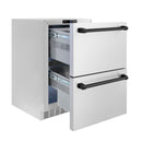 ZLINE Autograph 24" Touchstone 168 Can Outdoor-Rated Refrigerator Drawer with Stainless Steel Doors and Matte Black Handles, RDSOZ-ST-24-MB