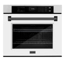 ZLINE 30" Autograph Single Wall Oven with Air Fry and Self-Clean in Stainless Steel with White Matte Door and Black Matte Handle, WASZ-WM-30-MB