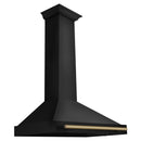 ZLINE Autograph 36" 400 CFM Convertible Wall Mount Range Hood in Black Stainless Steel with Champagne Bronze Handle, BSKB4Z-36-CB