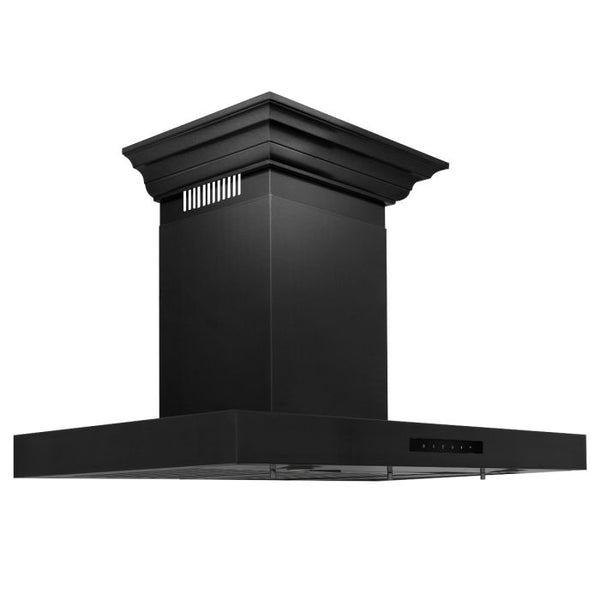 ZLINE 36 in. Convertible Vent Wall Mount Range Hood in Black Stainless Steel with Crown Molding, BSKENCRN-36