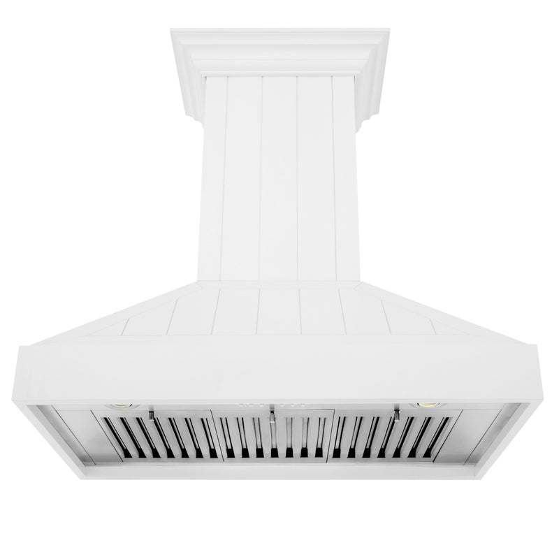 ZLINE 30" 400 CFM Convertible Wooden Wall Mount Range Hood in Shiplap Bright White Finish, KPWW-30