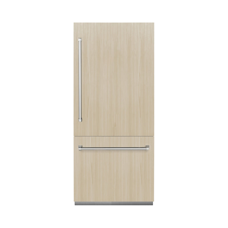 ZLINE 36" 19.8 cu. ft. Panel Ready Built-In Bottom Freezer Refrigerator with Water Dispenser and Ice Maker with Graphite Gray Interior, GRBIT-36