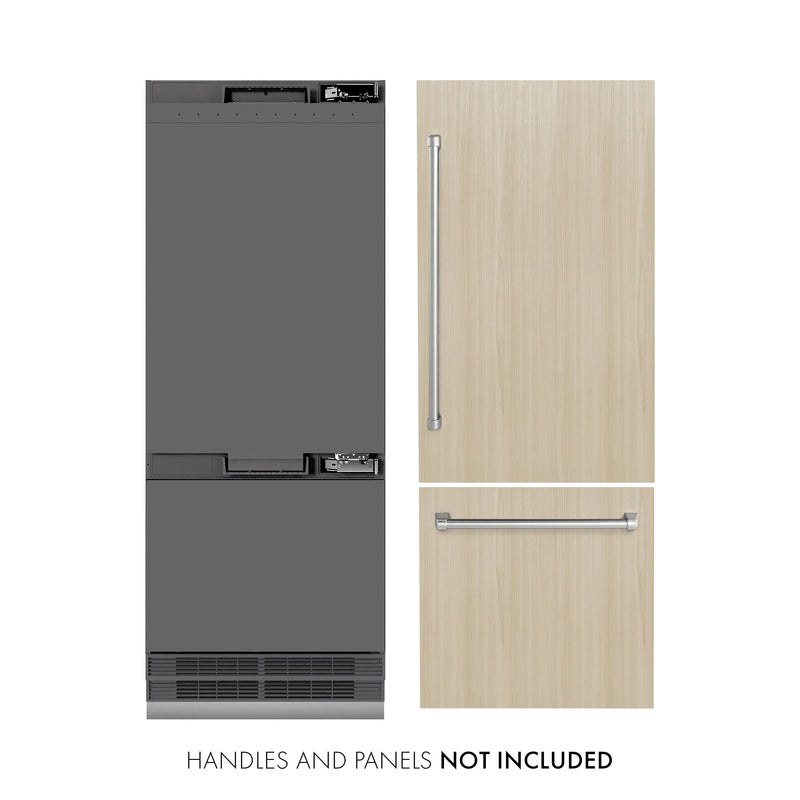 ZLINE 30" 16.1 cu. ft. Panel Ready Built-In Bottom Freezer Refrigerator with Water Dispenser and Ice Maker with Graphite Gray Interior, GRBIV-30