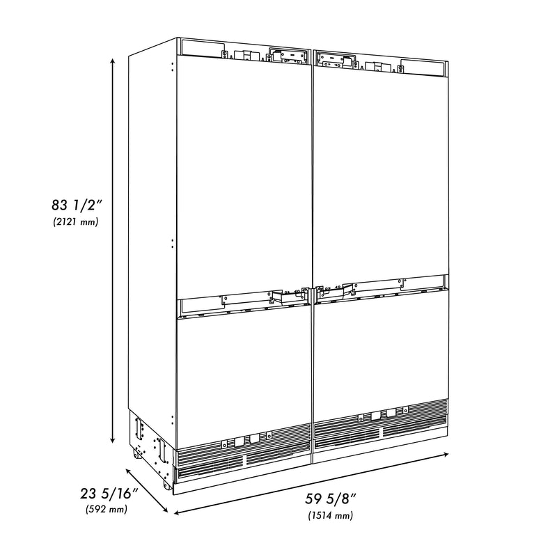 ZLINE 60 In. 32.2 cu. Ft. Panel Ready Built-In 4-Door French Door Refrigerator with Stainless Steel Handles, RBIV-60-SS