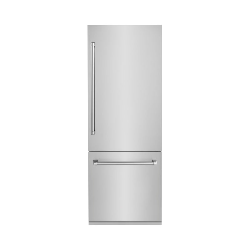 ZLINE 30 In. 16.1 cu. ft. Built-In 2-Door Bottom Freezer Refrigerator with Internal Water and Ice Dispenser in Stainless Steel, RBIV-304-30