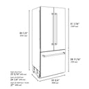 ZLINE 36 In. 19.6 cu. ft. Built-In 3-Door French Door Refrigerator with Internal Water and Ice Dispenser in Stainless Steel, RBIV-304-36