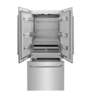 ZLINE 36 In. 19.6 cu. ft. Built-In 3-Door French Door Refrigerator with Internal Water and Ice Dispenser in Stainless Steel, RBIV-304-36
