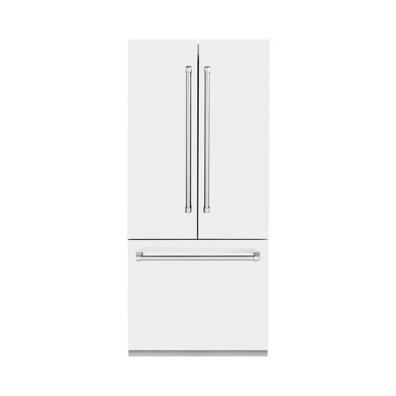 ZLINE 36 In. 19.6 cu. ft. Built-In French Door Refrigerator with Internal Water and Ice Dispenser in White Matte, RBIV-WM-36