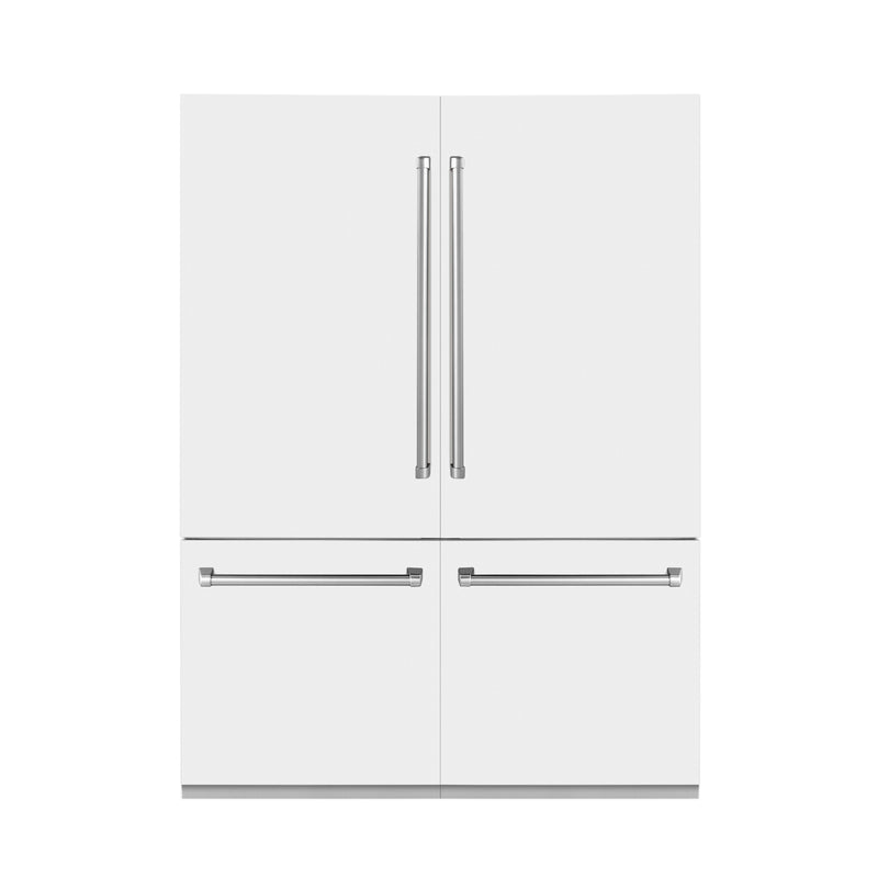 ZLINE 60 In. 32.2 cu. ft. Built-In Refrigerator with Internal Water and Ice Dispenser in White Matte, RBIV-WM-60