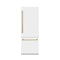 ZLINE 30 In. 16.1 cu. ft. Built-In Refrigerator with Internal Water and Ice Dispenser in White Matte with Champagne Bronze Accents, RBIVZ-WM-30-CB