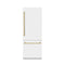 ZLINE 30 In. 16.1 cu. ft. Built-In Refrigerator with Internal Water and Ice Dispenser in White Matte with Gold Accents, RBIVZ-WM-30-G