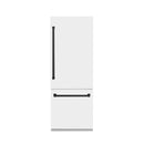 ZLINE 30 In. 16.1 cu. ft. Built-In Refrigerator with Internal Water and Ice Dispenser in White Matte with Matte Black Accents, RBIVZ-WM-30-MB