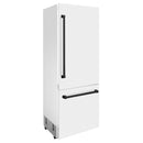 ZLINE 30 In. 16.1 cu. ft. Built-In Refrigerator with Internal Water and Ice Dispenser in White Matte with Matte Black Accents, RBIVZ-WM-30-MB