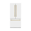 ZLINE 36 In. 19.6 cu. ft. Built-In French Door Refrigerator with Internal Water and Ice Dispenser in White Matte with Bronze Accents, RBIVZ-WM-36-CB