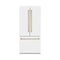 ZLINE 36 In. 19.6 cu. ft. Built-In French Door Refrigerator with Internal Water and Ice Dispenser in White Matte with Bronze Accents, RBIVZ-WM-36-CB