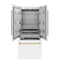 ZLINE 36 In. 19.6 cu. ft. Built-In French Door Refrigerator with Internal Water and Ice Dispenser in White Matte with Bronze Accents, RBIVZ-WM-36-CB